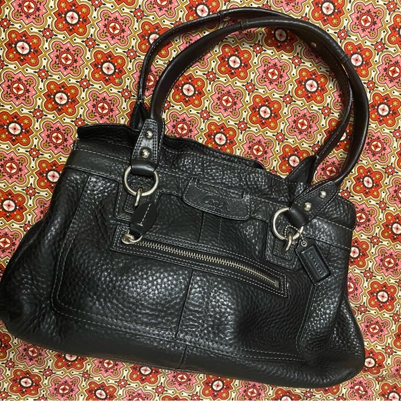 Coach Penelope Pebble Leather Black Handbag Shoulder Bag Purse - Picture 7 of 16